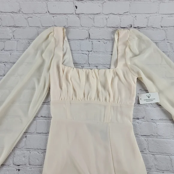 Windsor Size Small Kaylee Formal Chiffon Lace-Up Long Dress  Cream NEW - Picture 3 of 11